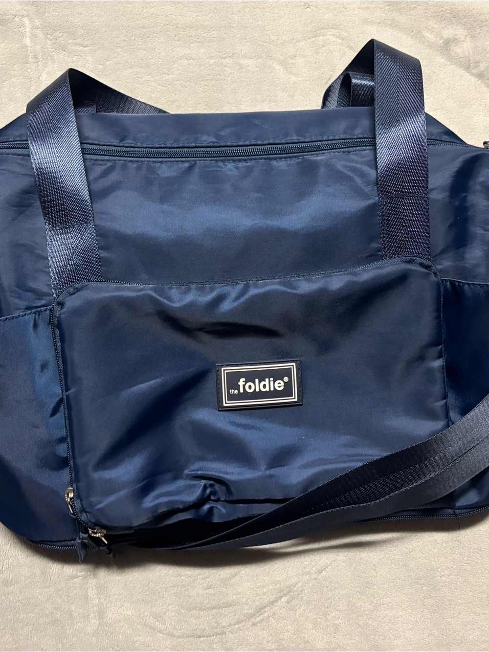Foldie Navy Packable Travel Tote Bag for Women - Picture 1 of 3